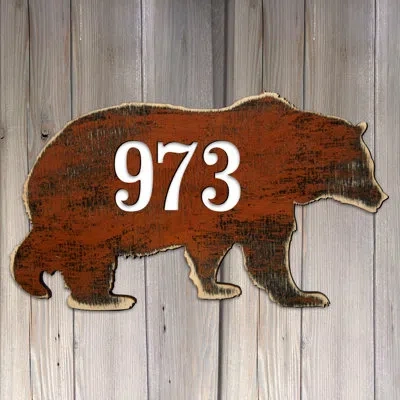 Designocracy Bear House Door Wall Mailbox Address Number 1-line Wall Mount