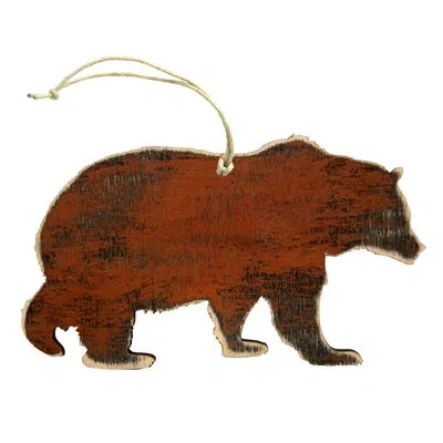 Designocracy Bear Rustic Wooden Ornament In Multicolor