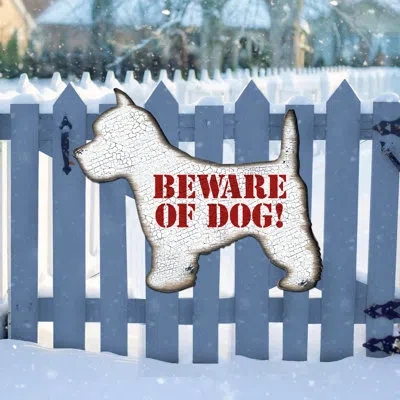 Designocracy Beware Of Dog! 1-line Hanging Sign