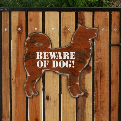 Designocracy Beware Of Dog Sign In Brown