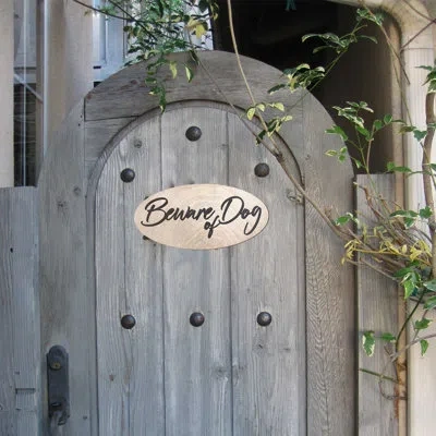 Designocracy Beware Of Dog Sign In Light Brown,black