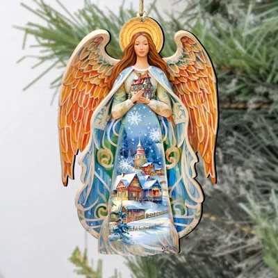 Designocracy Blessing Home Angel Wooden Ornament In Multicolor