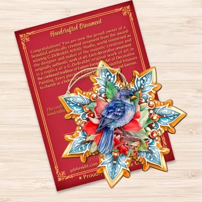 Designocracy Blue Bird Snowflake Wooden Ornaments By G. Debrekht In Blue;red