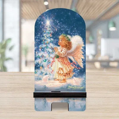 Designocracy Blue/beige Desktop Mount In Blue,beige
