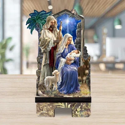 Designocracy Blue/brown/gray Desktop Mount In Blue,brown,gray