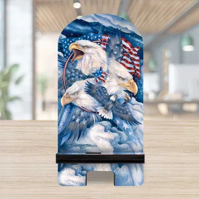 Designocracy Blue/brown/red Desktop Mount In Blue,brown,red