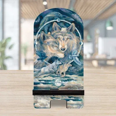 Designocracy Blue/gray/brown Desktop Mount In Blue,gray,brown