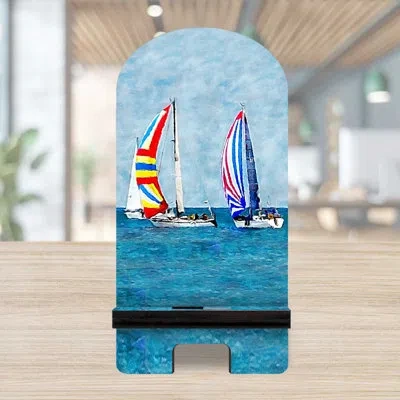 Designocracy Blue/red/white Desktop Mount In Blue,red,white