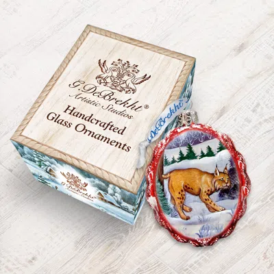 Designocracy Bobcat Keepsake Glass Ornament In Multi