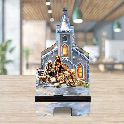 Designocracy Brown/blue/white Desktop Mount In Brown,blue,white
