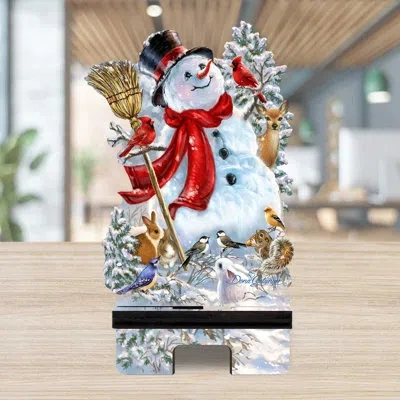 Designocracy Brown/red/white Desktop Mount In Brown,red,white