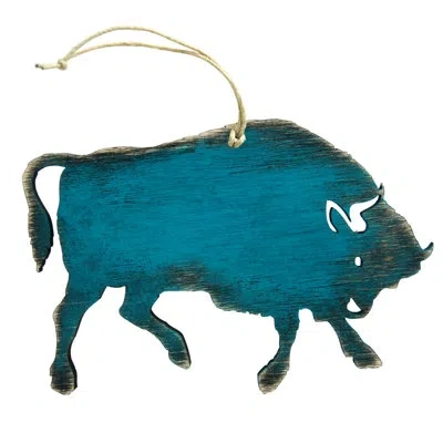 Designocracy Buffalo Rustic Wooden Ornament In Multicolor