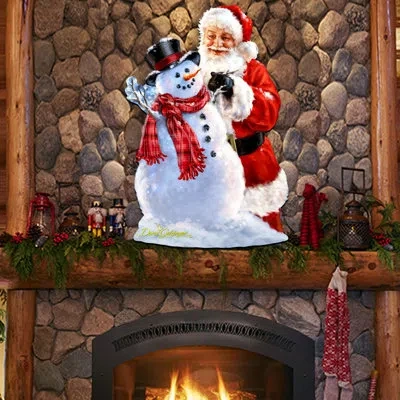 Designocracy Building A Snowman Santa Wall And Door Hanger Lawn Art/figurine In White,red