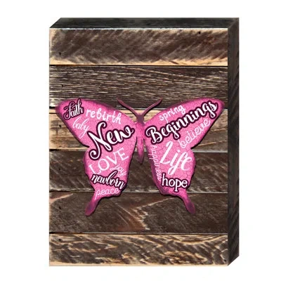 Designocracy Butterfly Inspirational Quote Vintage Wall Décor In Pink;birch