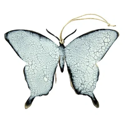 Designocracy Butterfly Rustic Wooden Ornament In Multicolor
