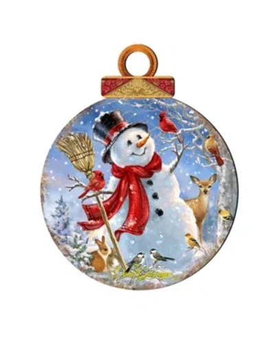 Designocracy By Dona Gelsinger Frosty Forest Friends Ornament, Set Of 2 In Multi