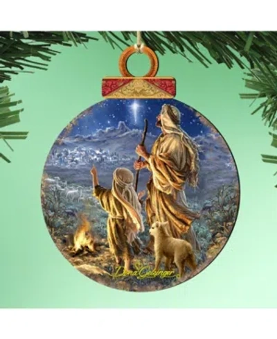 Designocracy By Dona Gelsinger Shepherds Keeping Watch Ornament, Set Of 2 In Multi