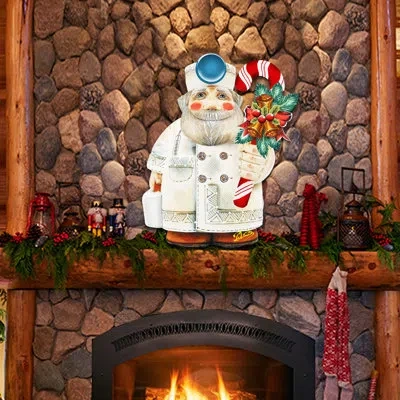 Designocracy Candy Cane Doctor Santa Door Hanger