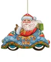 Designocracy Car Ride Santa Wood Christmas Ornament In Multi