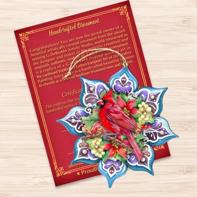 Designocracy Cardinal Snowflake Wooden Ornaments By G. Debrekht In Blue;red