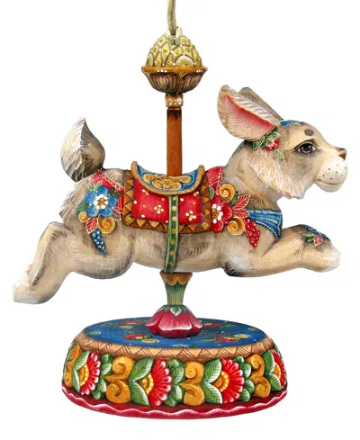 Designocracy Carousel Bunny Wooden Ornament In Multi