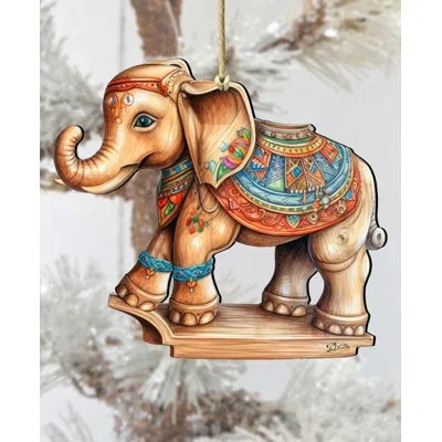 Designocracy Carousel Elephant Wooden Ornament By G. Debrekht