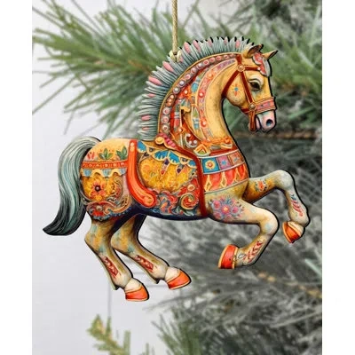 Designocracy Carousel Horse Hanging Figurine Ornament In Multicolor