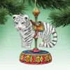 Designocracy Carousel Tiger Wooden Christmas Ornament - Set Of 2