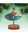 Designocracy Carousel Whale Christmas Wooden Ornament, Set Of 2 In Multi