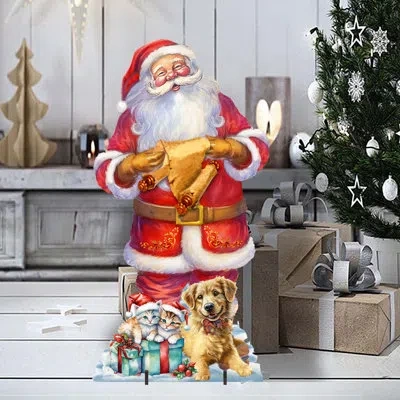 Designocracy Celebrate With Santa Figurine In Multi