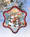 Designocracy Cheerful Snowmen Snowflake Mercury Christmas Glass Ornaments G. Debrekht In Multi Color