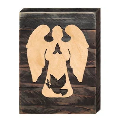 Designocracy Christmas Angel With Dove On Board Wall Décor In Brown