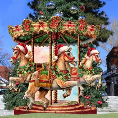 Designocracy Christmas Carousel Figurine In Multi