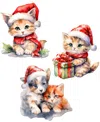 Designocracy Christmas Cats Clip Ornaments, Set 3 In Multi
