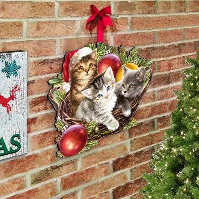 Designocracy Christmas Kittens Wall And Door Hanger