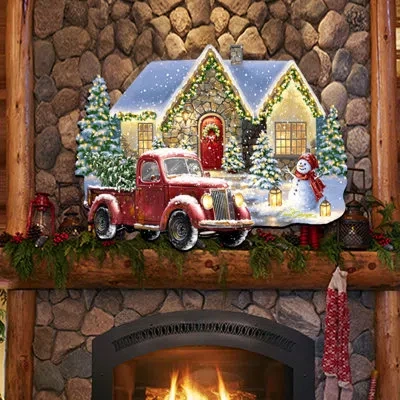 Designocracy Christmas Light Lane With Truck Wall And Door Hanger
