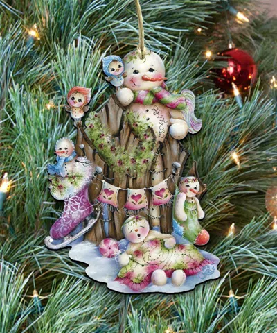 Designocracy Christmas Time Wooden Ornament By Jamie Mills Price Easter Spring Decor - Set Of 2 In Multi