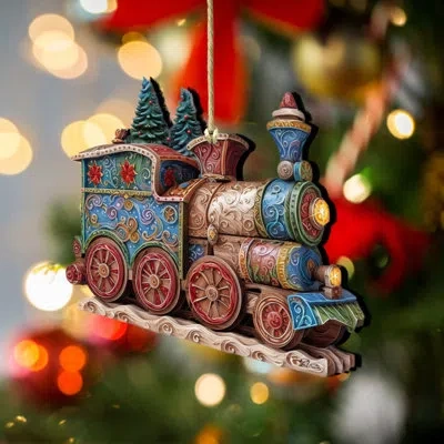 Designocracy Christmas Train Wooden Ornament By G. Debrekht