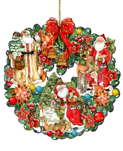Designocracy Classic Christmas Santa Wood Ornament In Multi