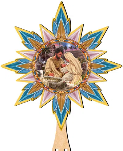 Designocracy Classic Nativity Wooden Tree Topper In Multi