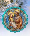 Designocracy Classical Holy Family Wreath Mercury Christmas Glass Ornaments G. Debrekht In Multi Color