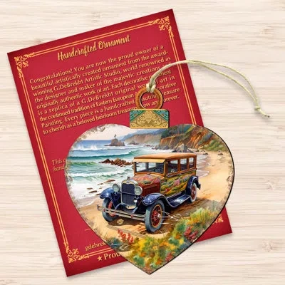 Designocracy Coastal Decorations - Beach Cruiser Wooden Ornaments By G. Debrekht In Blue;yellow