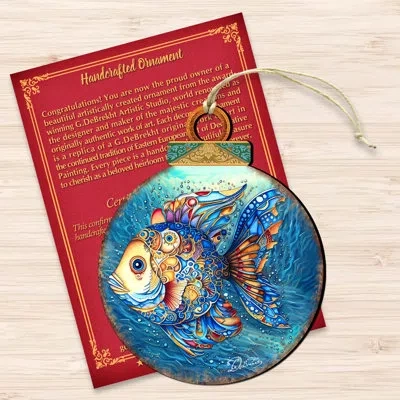 Designocracy Coastal Decorations - Blue Fish Wooden Ornaments By G.debrekht