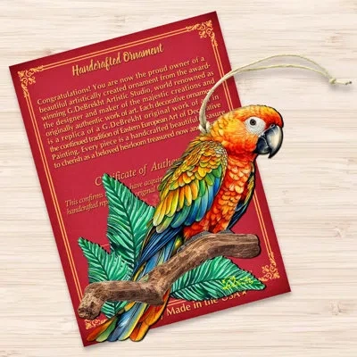 Designocracy Coastal Decorations - Parrot Wooden Ornaments By G.debrekht In Blue;green;red;orange