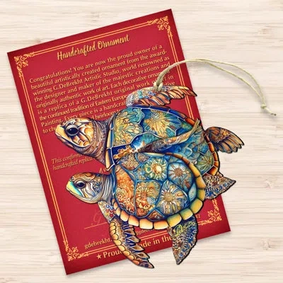 Designocracy Coastal Decorations - Turtles Wooden Ornaments By G.debrekht In Blue