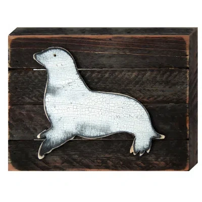 Designocracy Coastal Sea Lion Wooden Wall Décor In Brown;white