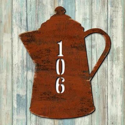 Designocracy Coffee Pot House Door Mailbox Address Number 3-line Wall Mount