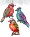 Designocracy Colorful Birds Holiday Ornaments, Set Of 3 In Multi