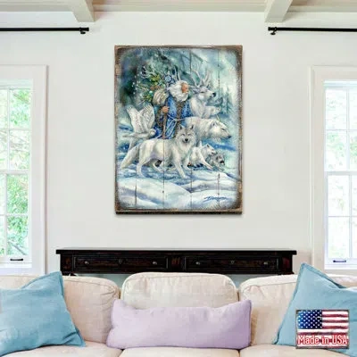 Designocracy Cool Winds Father Winter Animals Wall Art Pallet By Jody Bergsma In Blue;white