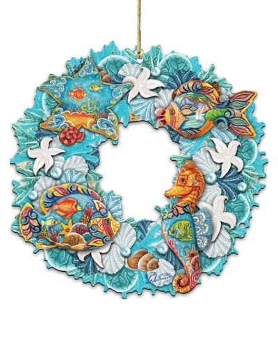Designocracy Costal Sea Creatures Wreath Ornament In Multi